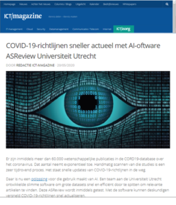 COVID-19-richtlijnen sneller actueel met AI-oftware ASReview Universiteit Utrecht